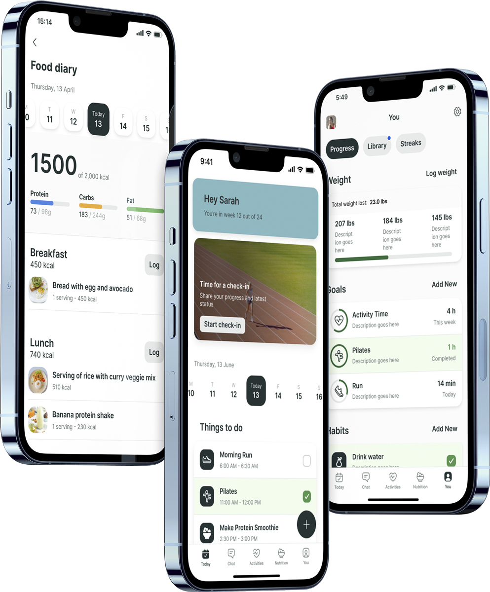 A mockup of the coaching app showcasing the features.